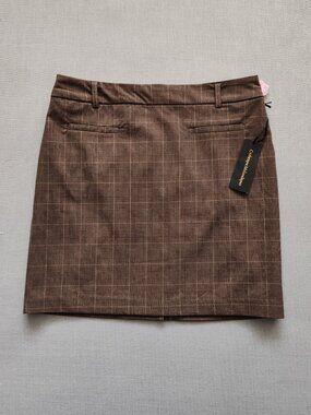 Catherine Malandrino Brown Plaid Mini Skirt Size 6 - Glen Check Career Work.